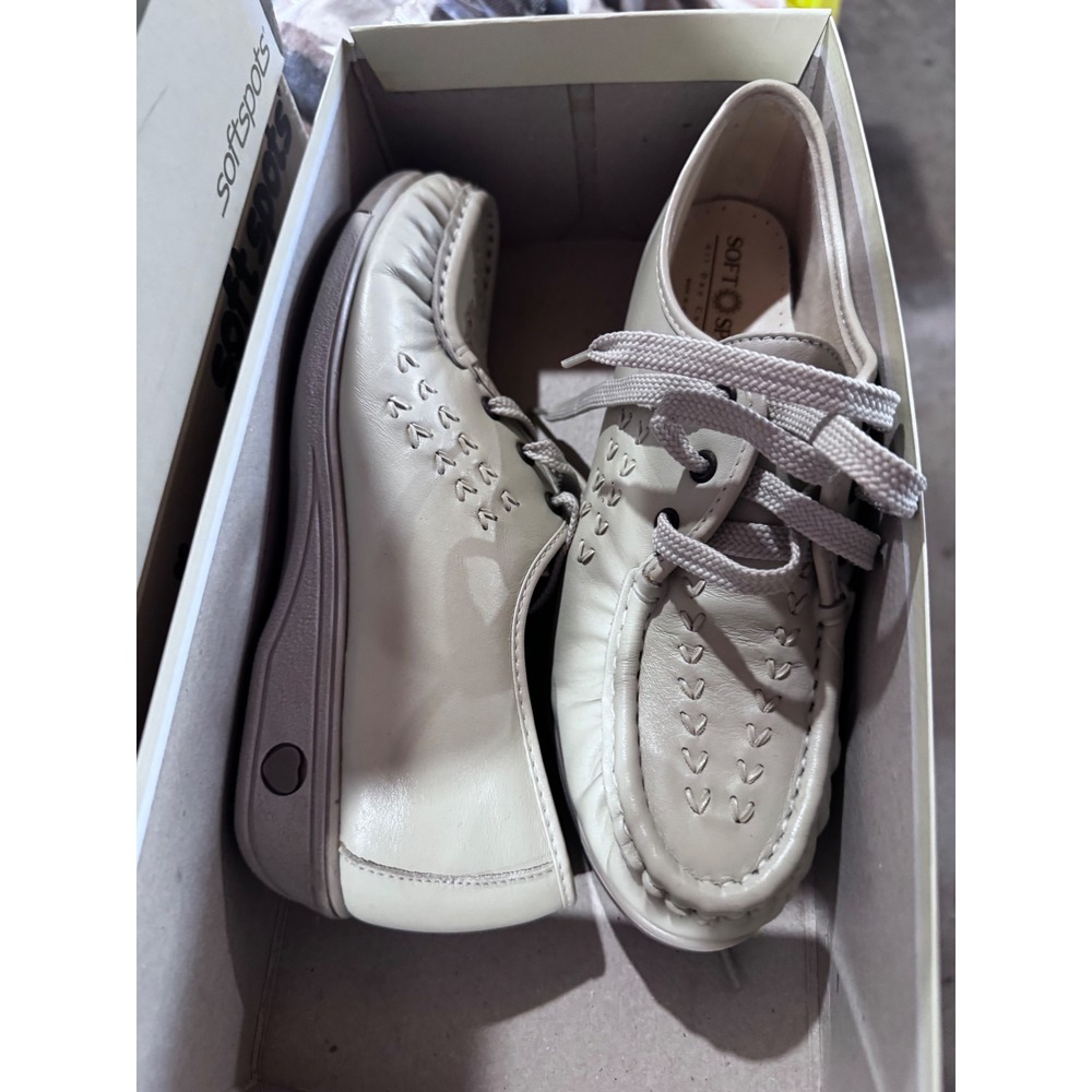Softspots Bonnie Bone Beige Leather Lace Up Comfort Oxfords 7.5 N 2133